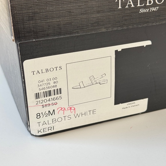 Talbots  "Keri" White Leather Sandals - Size 8.5 Medium - New with Box - Picture 2 of 2